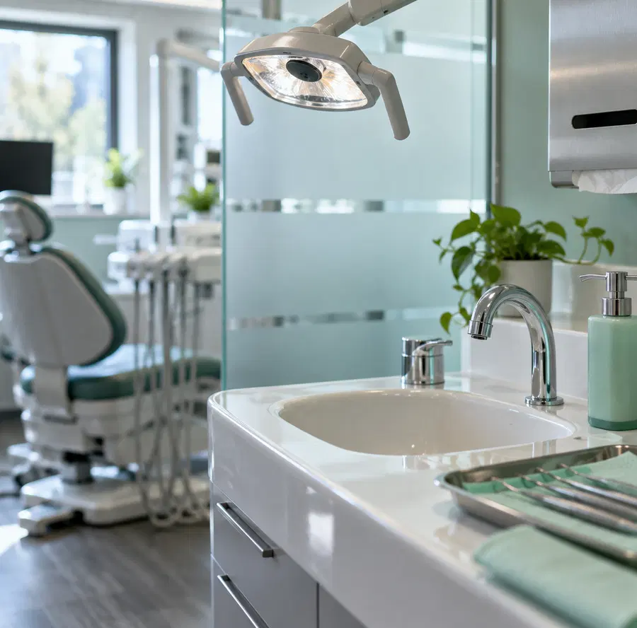 Illustration of dental practices equipment and workspace